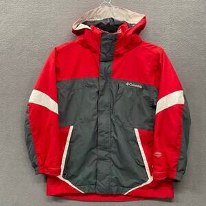 Columbia‎ Bugaboo Winter Jacket Kids 8 Omni Tech Waterproof Shell Red Grey
